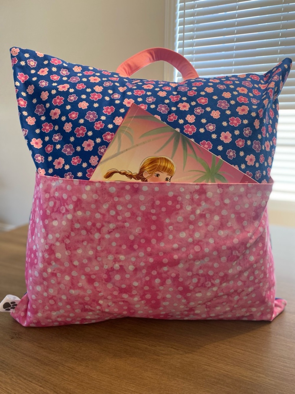 Handmade Kids Reading Pillow with Book Pocket